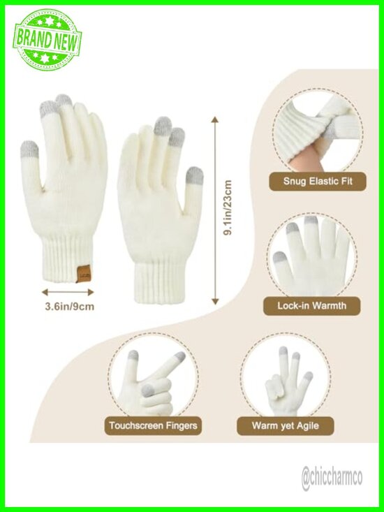 3 in 1 Winter Beanie Hat Scarf Gloves Set Fleece Lined Touchscreen main image 4